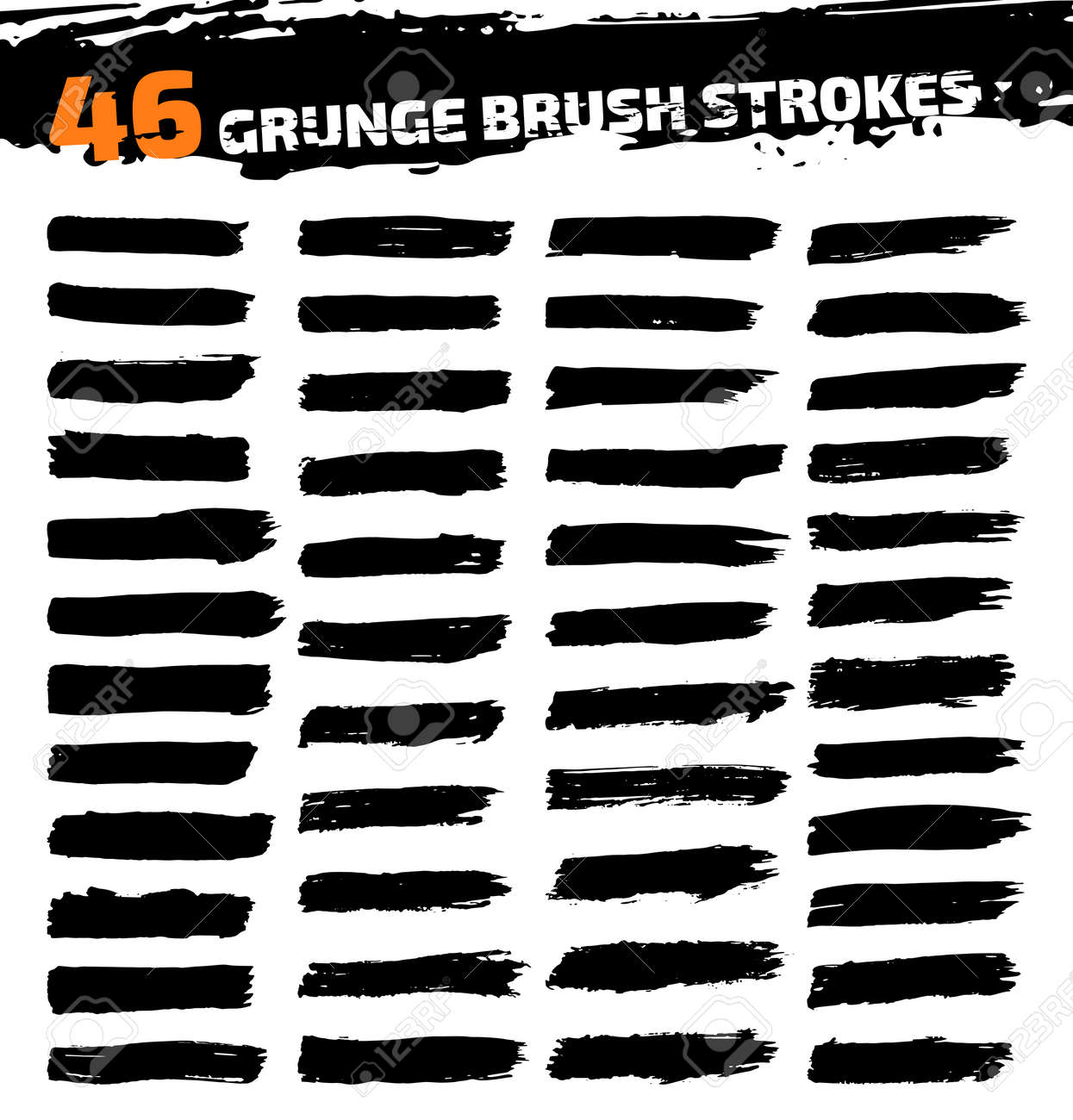 Set of black different grunge brush strokes. Vector illustration - 39262731 Set of black different grunge brush strokes. Vector illustration - 39262731