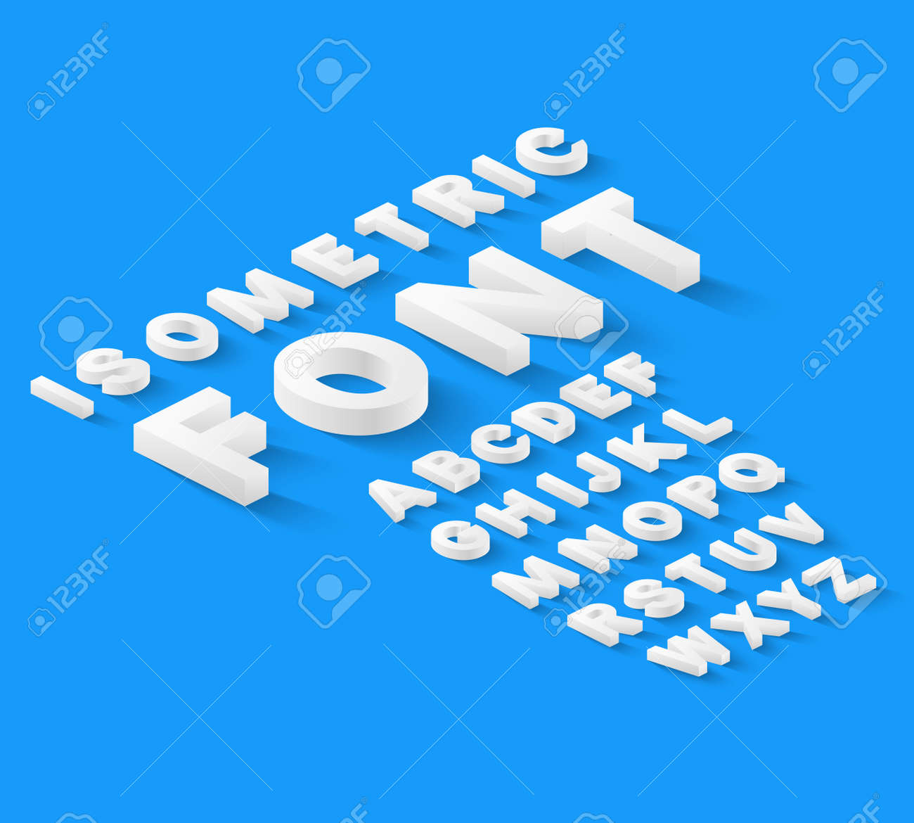 White isometric font alphabet with drop shadow on blue background. Vector illustration - 42061826 White isometric font alphabet with drop shadow on blue background. Vector illustration - 42061826