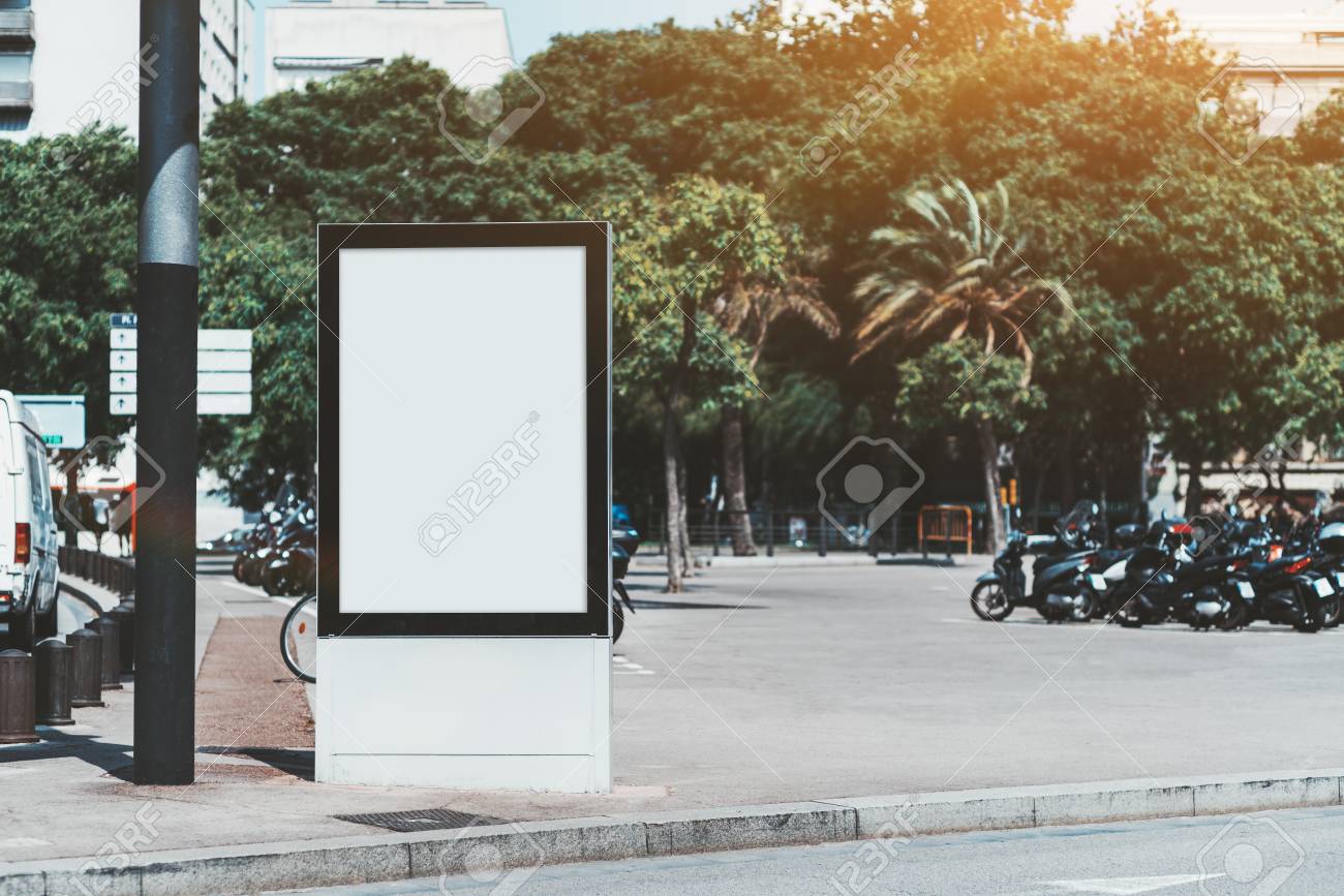 Mockup Of The Blank Information Poster In Urban Settings; An Empty Pertaining To Street Banner Template Mockup Of The Blank Information Poster In Urban Settings; An Empty Pertaining To Street Banner Template
