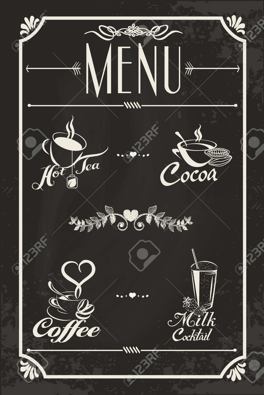 restaurant drink menu design with chalkboard background vector drink menu design