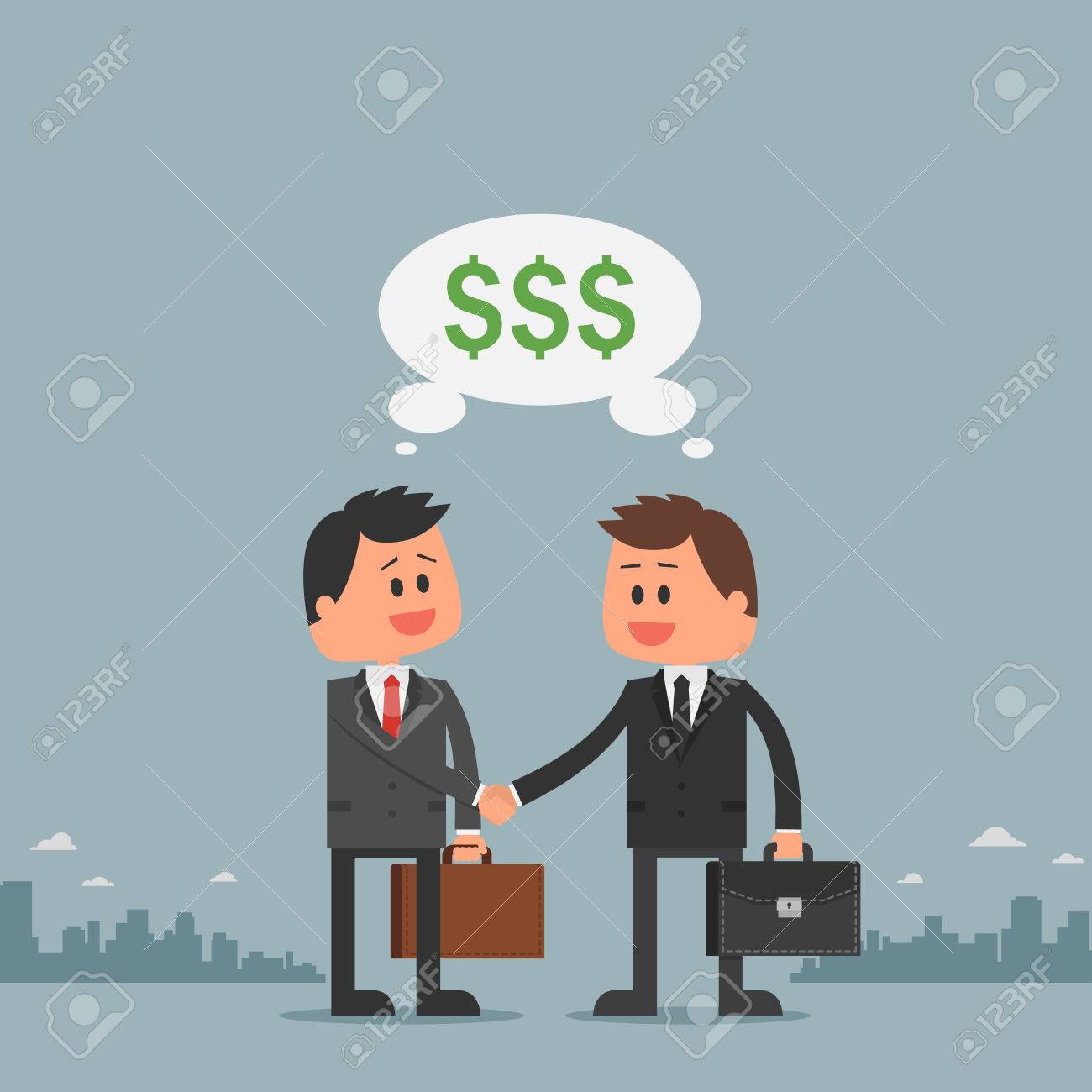 Concepto De Negocio Ilustracion Vectorial En Estilo Plano De Dibujos Animados La Gente De Negocios Dandose La Mano Los Hombres De Negocios Hacer Un Trato Concepto De Inversion De Dinero Simbolo Del