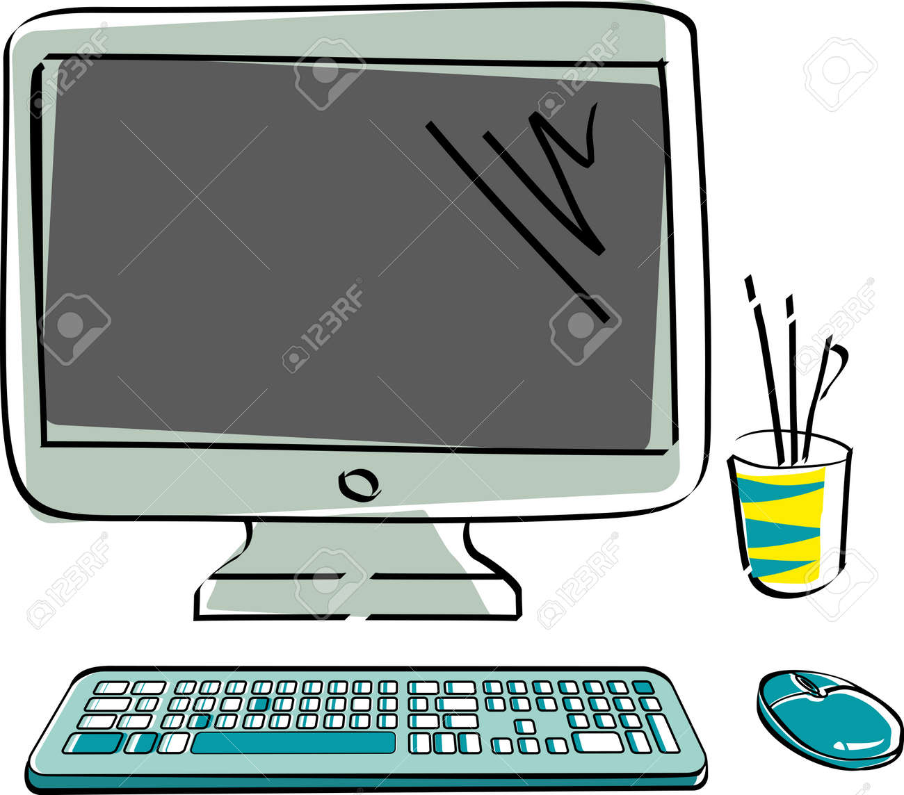 drawn vector monitor with