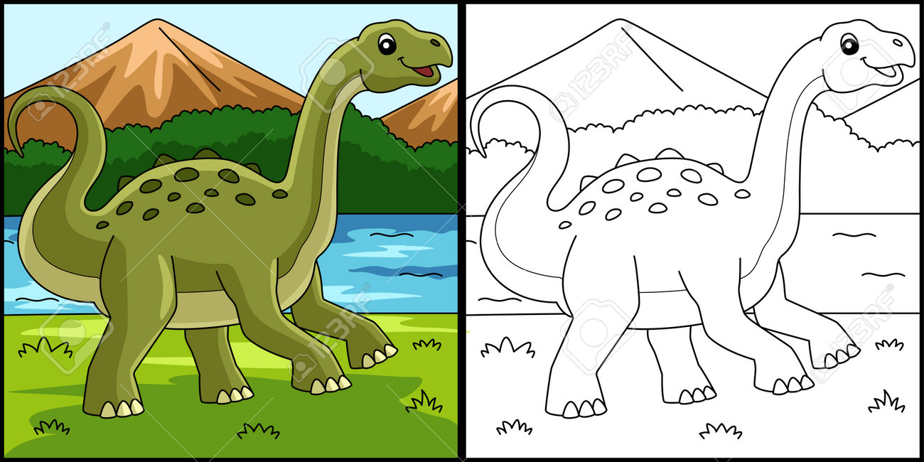 Neuquensaurus Dinosaur Coloring Page Illustration Royalty Free SVG,  Cliparts, Vectors, and Stock Illustration. Image 184373403., image size:1300x650