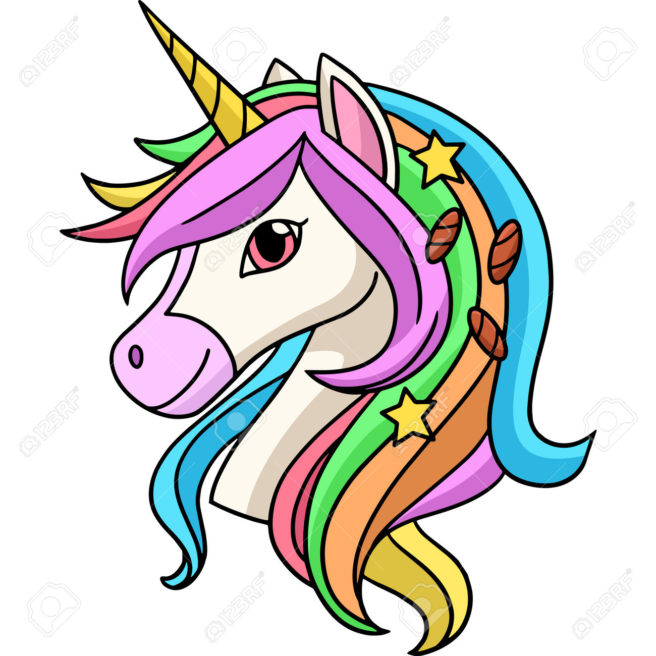 Unicorn Head Cartoon Colored Clipart Royalty Free SVG, Cliparts, Vectors,  and Stock Illustration. Image 191212078., image size:1300x1300