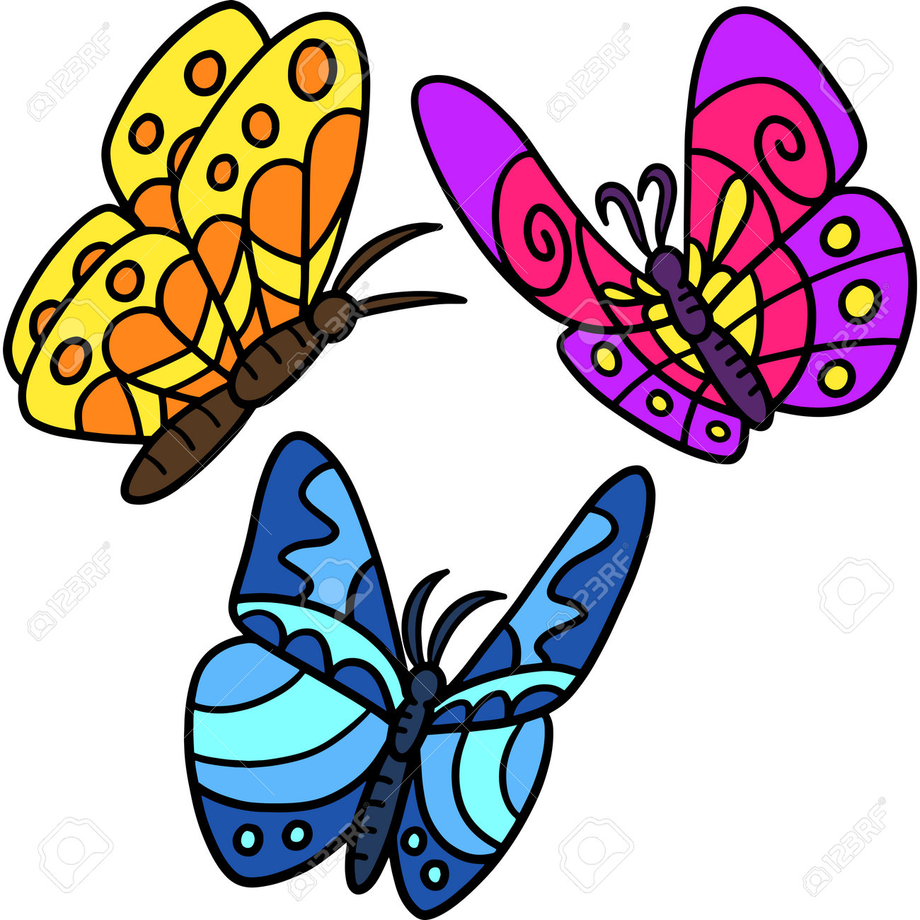 Butterflies Cartoon Colored Clipart Illustration Royalty Free SVG, Cliparts,  Vectors, and Stock Illustration. Image 194630947., image size:1300x1300