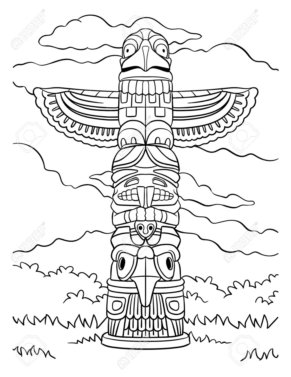 native-american-indian-totem-coloring-page-royalty-free-svg-cliparts-vectors-and-stock-illustration-image-196876977