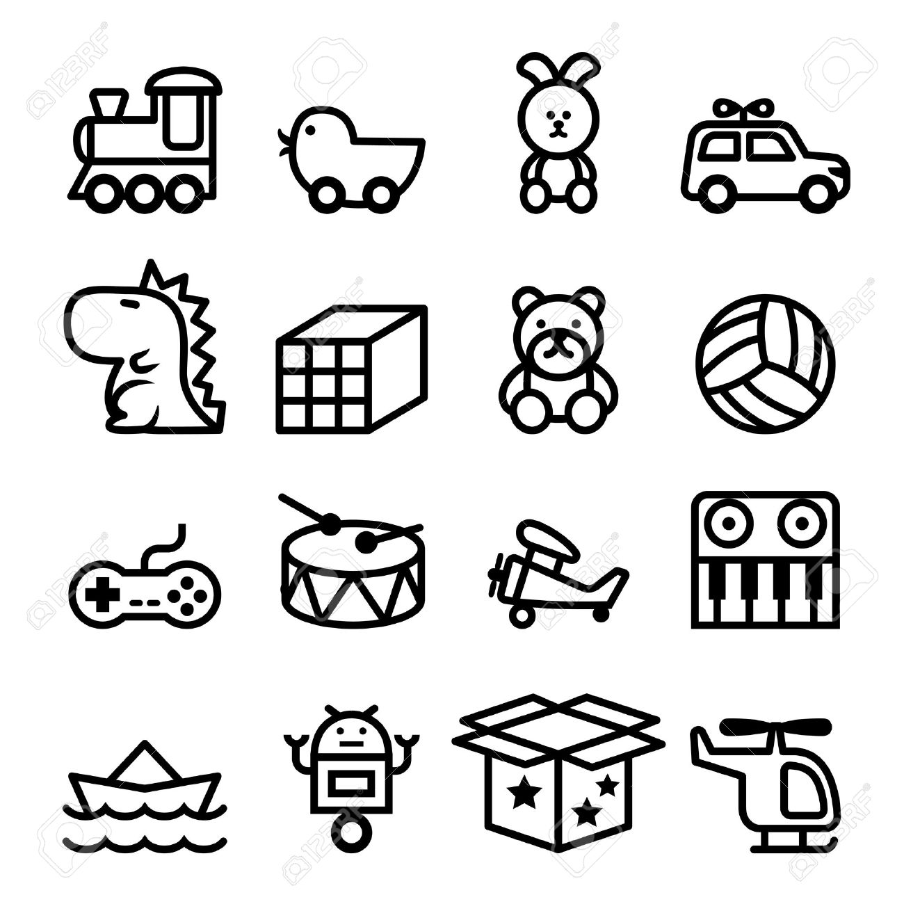 outline toy icon set royalty free cliparts vectors and stock