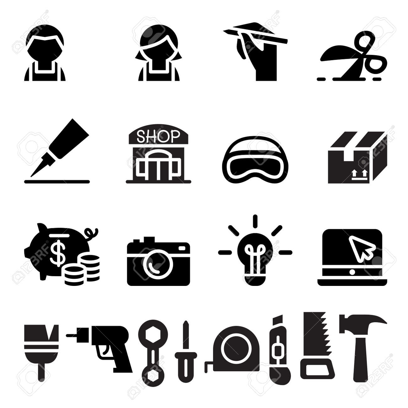 Atelier Artisan Metier Icon Set Diy Clip Art Libres De Droits Vecteurs Et Illustration Image
