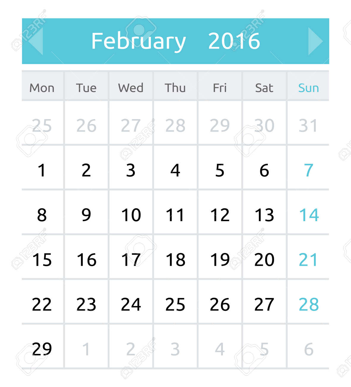 february 2016 simple european calendar for 2016 year one month one month calendar