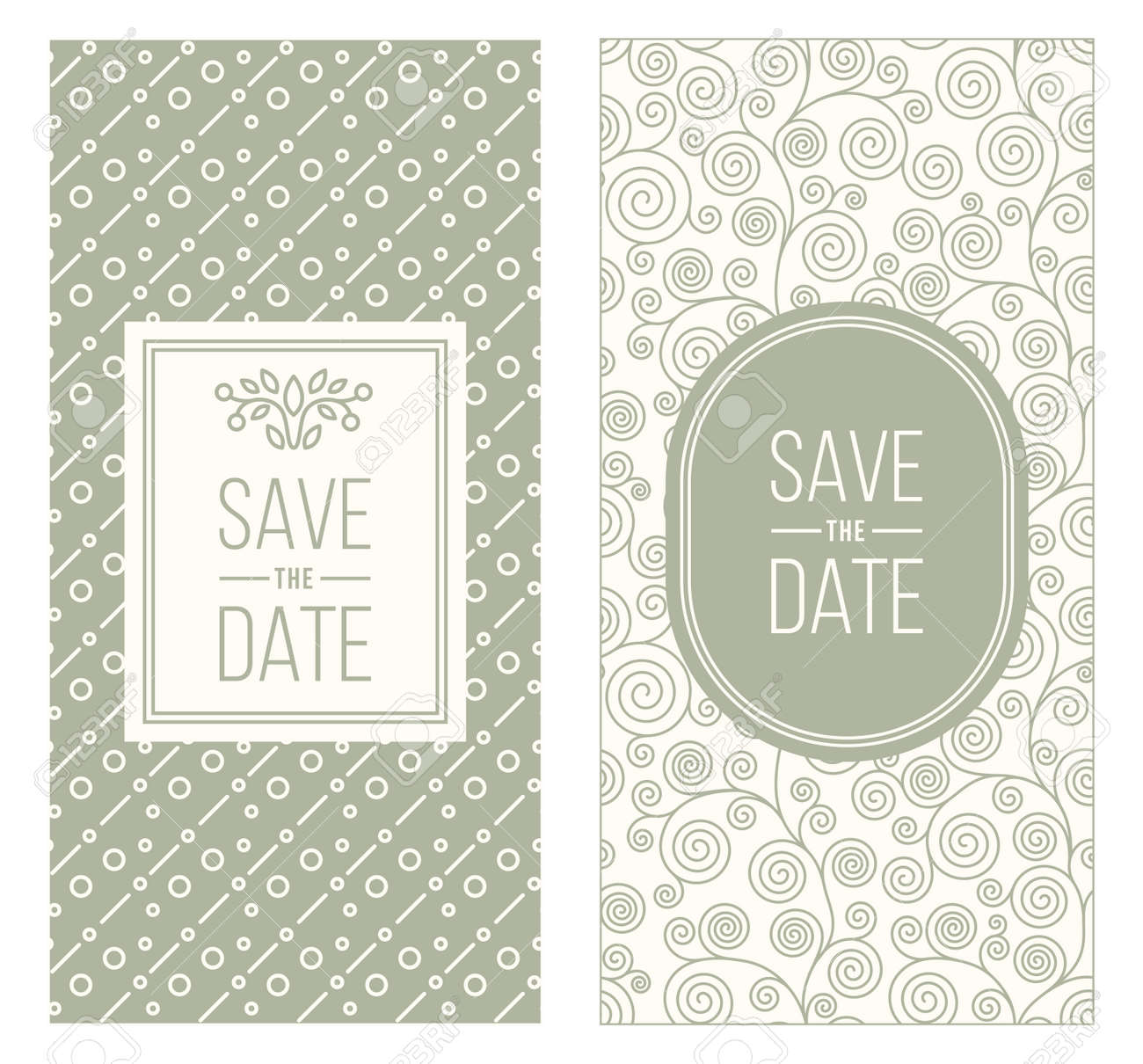 two retro vintage wedding invitation templates abstract geometric