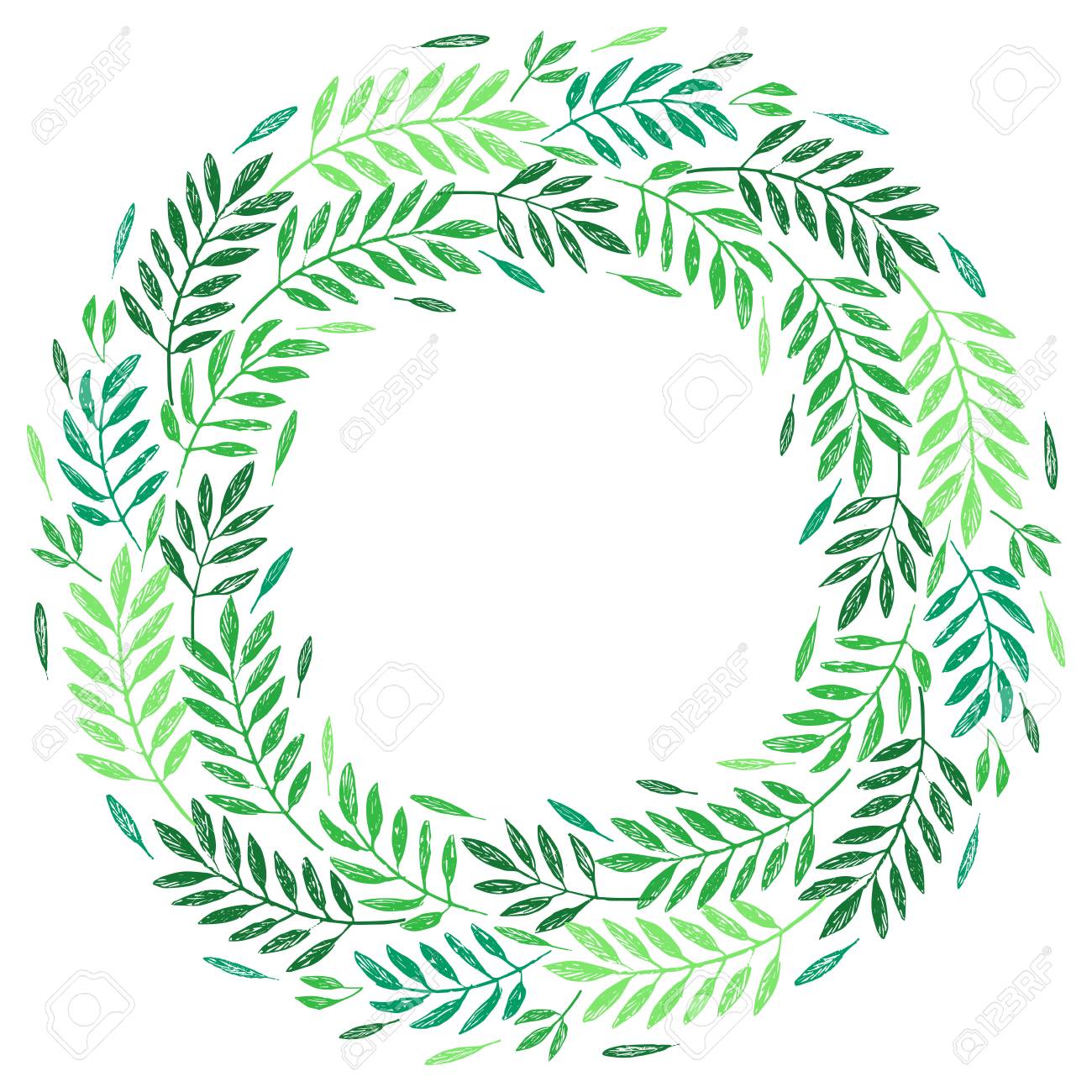 tropical palm leaves foliage wreath round frame vector