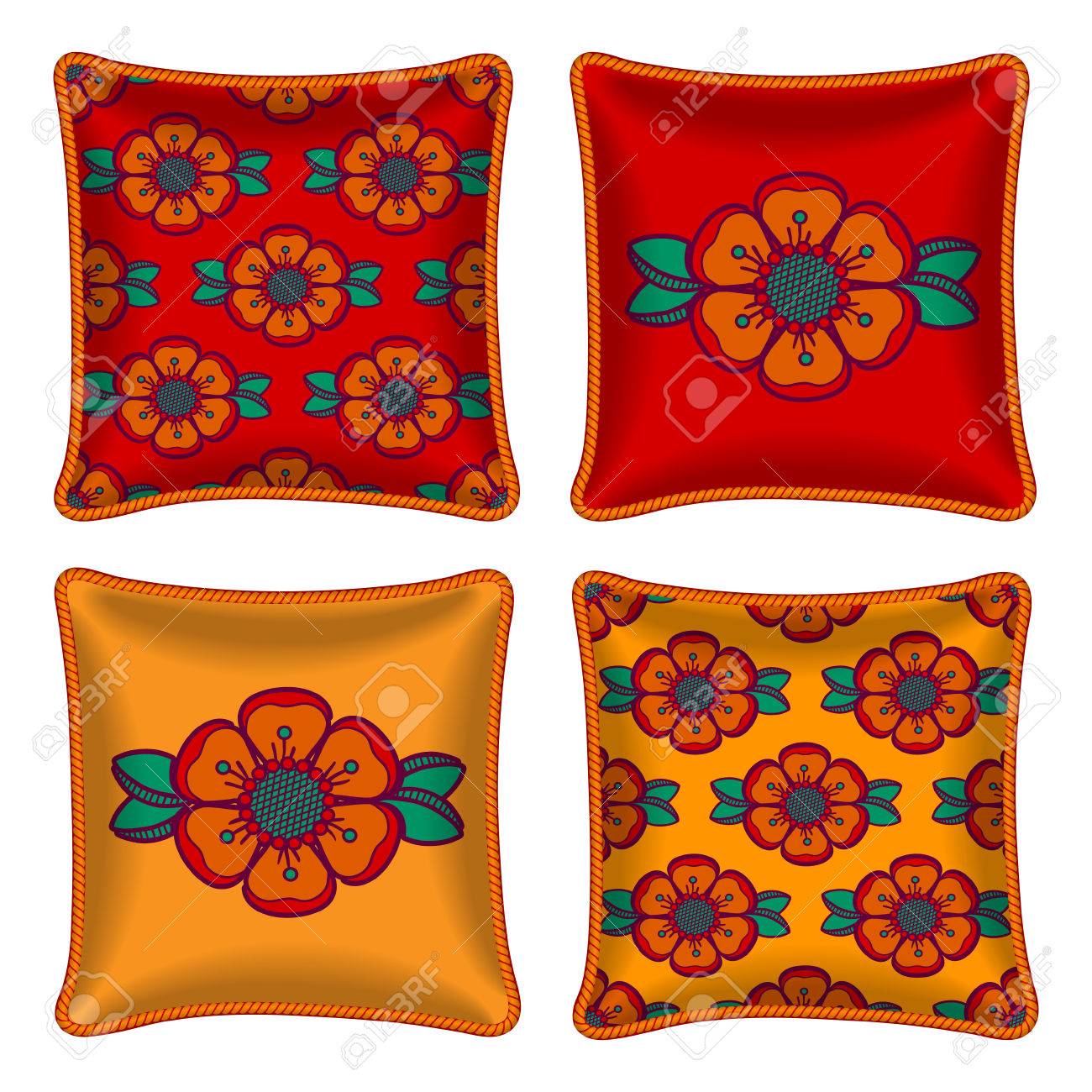 bright red pillows