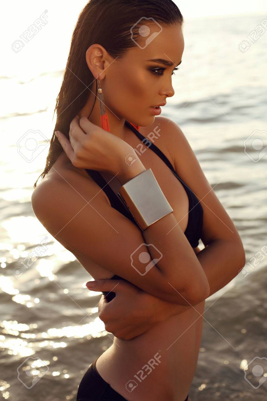 Tanned beauty in bikini - Stock Image - Everypixel