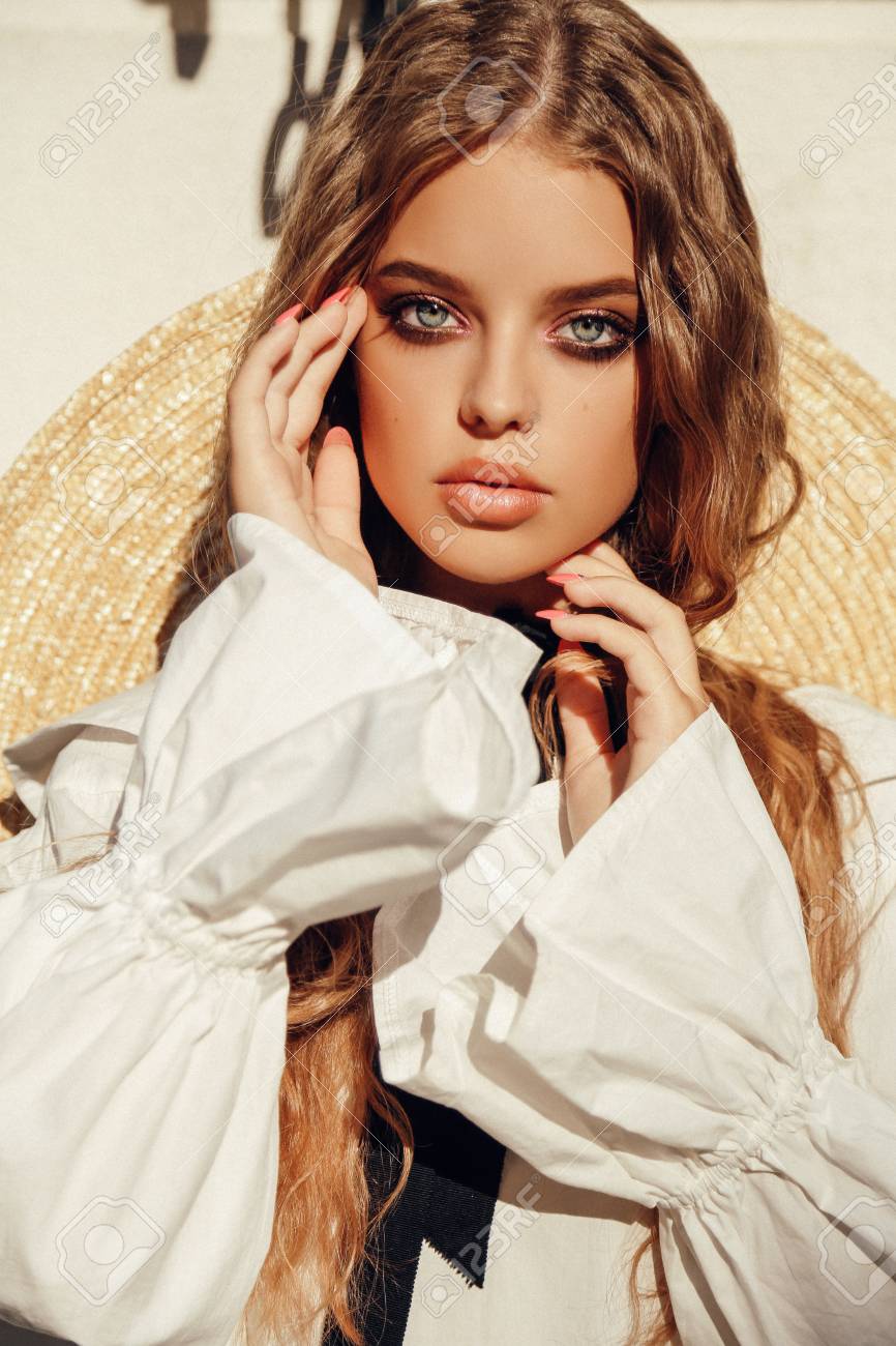 Fashion Outdoor Photo Of Beautiful Young Baby Face Look Girl Stock Photo Picture And Royalty Free Image Image 112809835