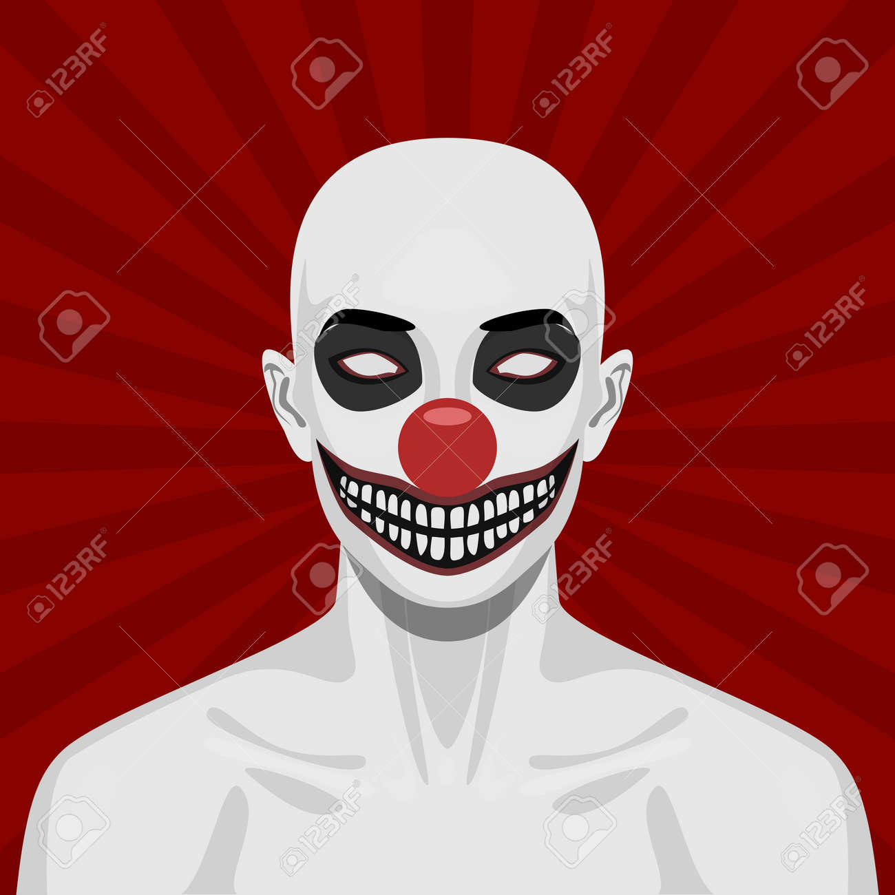 ハゲの怖いピエロの笑顔します ハロウィーンのベクトル図 のイラスト素材 ベクタ Image