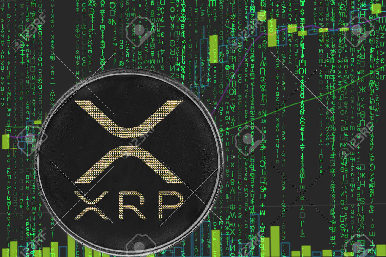 Token Xrp Ripple Cryptocurrency On The Green Matrix Background Of Binary  Crypto Price Chart. Stock Photo, Picture and Royalty Free Image. Image  126056083.