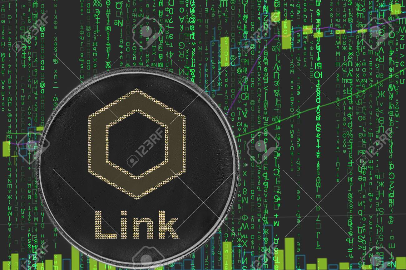Token Chainlink Link Criptomoneda En El Fondo De Matriz Verde Del Gráfico  De Precios De Criptografía Binaria. Fotos, retratos, imágenes y fotografía  de archivo libres de derecho. Image 126056092