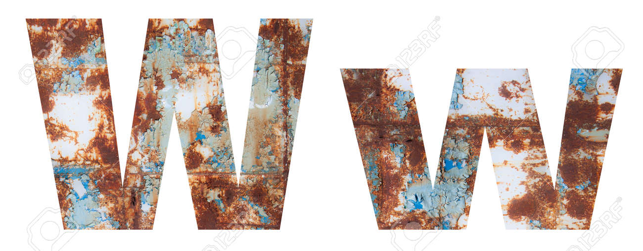 Rusty metal letter W. Old metal alphabet isolated on white background. - 167239901 Rusty metal letter W. Old metal alphabet isolated on white background. - 167239901