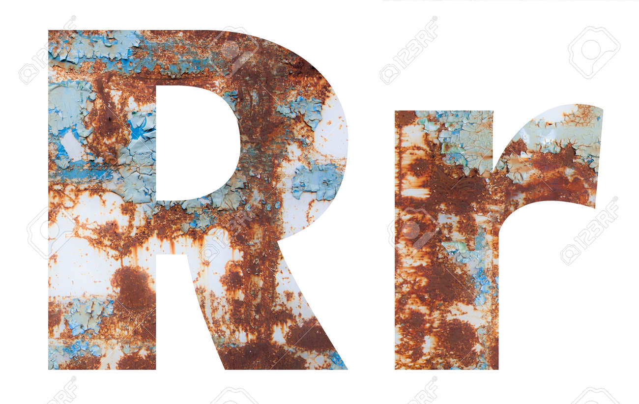 Rusty metal letter R. Old metal alphabet isolated on white background. - 167239906 Rusty metal letter R. Old metal alphabet isolated on white background. - 167239906
