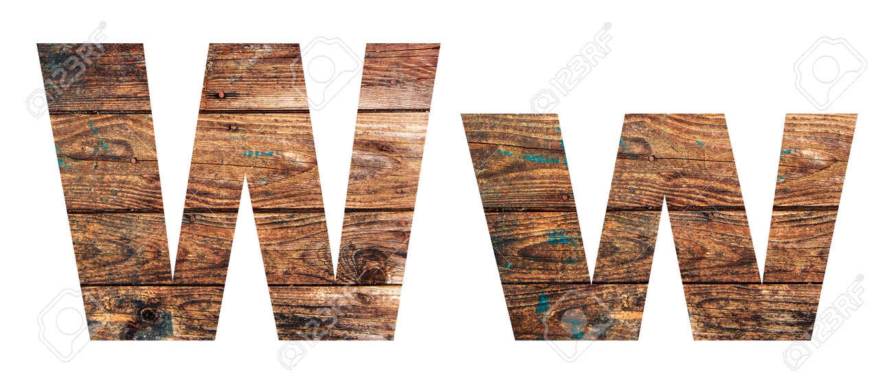 Wooden letters. Letter W. English alphabet isolated on white background. - 167240074 Wooden letters. Letter W. English alphabet isolated on white background. - 167240074