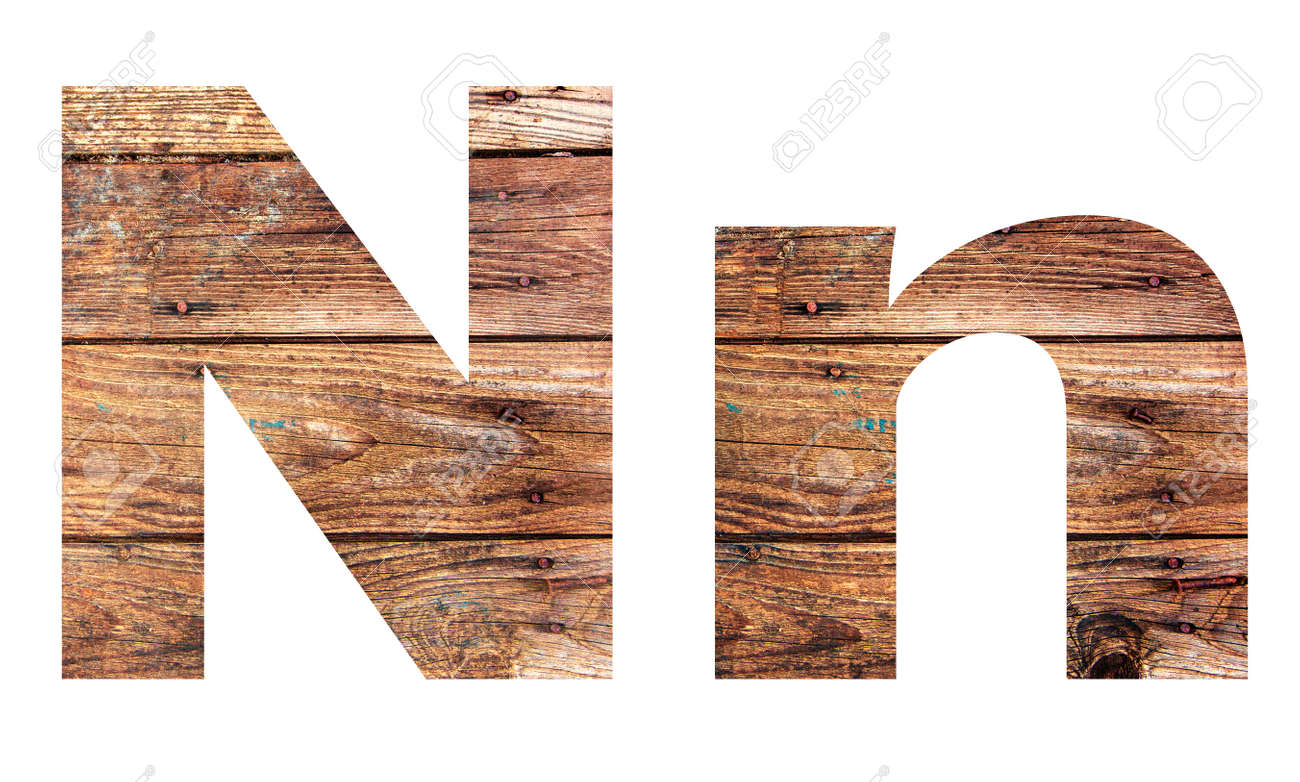 Wooden letters. Letter N. English alphabet isolated on white background. - 167240094 Wooden letters. Letter N. English alphabet isolated on white background. - 167240094