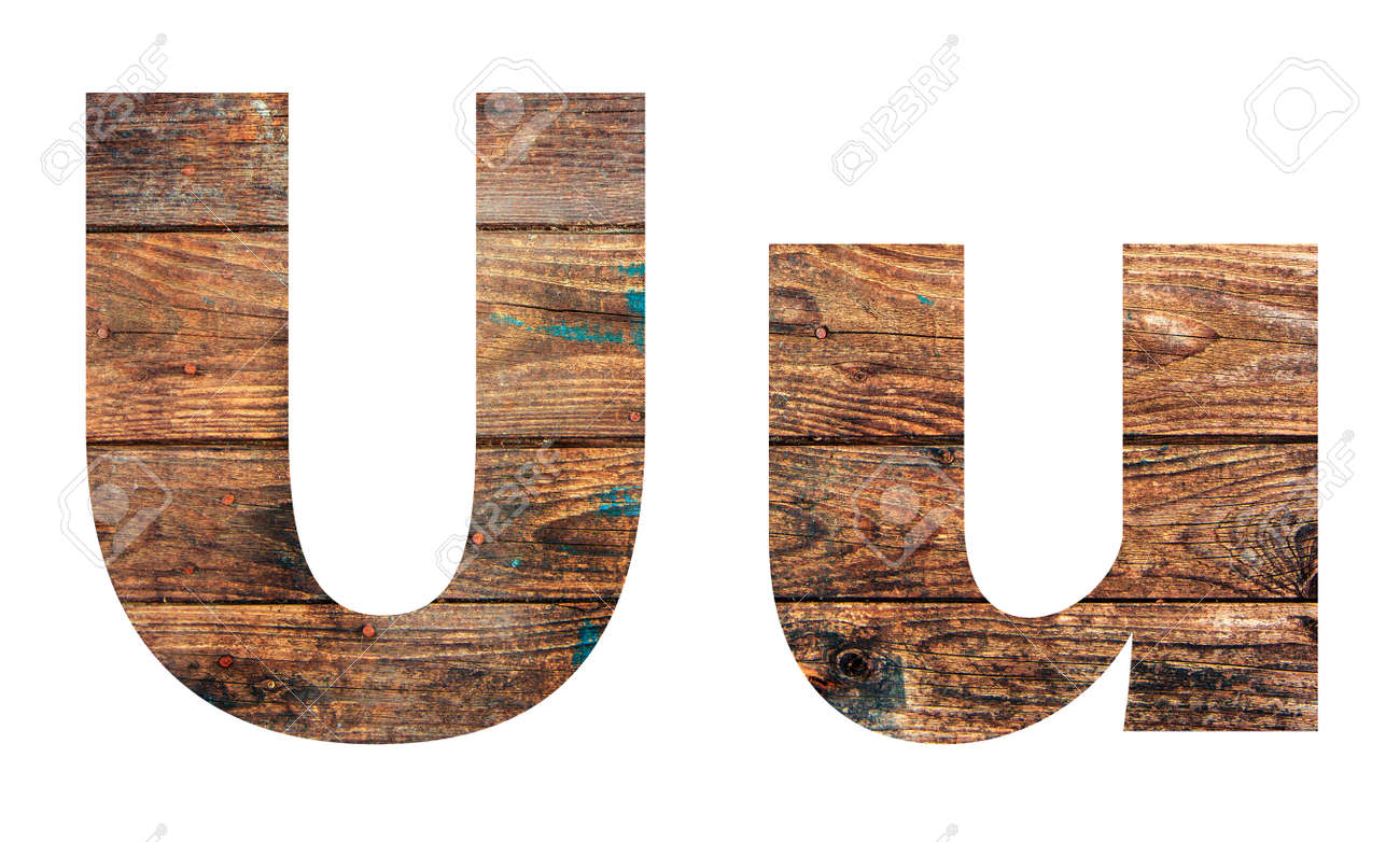 Wooden letters. Letter U. English alphabet isolated on white background. - 167240115 Wooden letters. Letter U. English alphabet isolated on white background. - 167240115