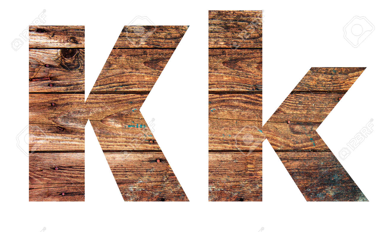 Wooden letters. Letter K. English alphabet isolated on white background. - 167240144 Wooden letters. Letter K. English alphabet isolated on white background. - 167240144