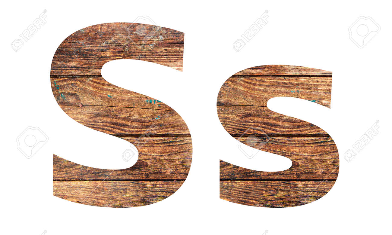 Wooden letters. Letter S. English alphabet isolated on white background. - 167240240 Wooden letters. Letter S. English alphabet isolated on white background. - 167240240