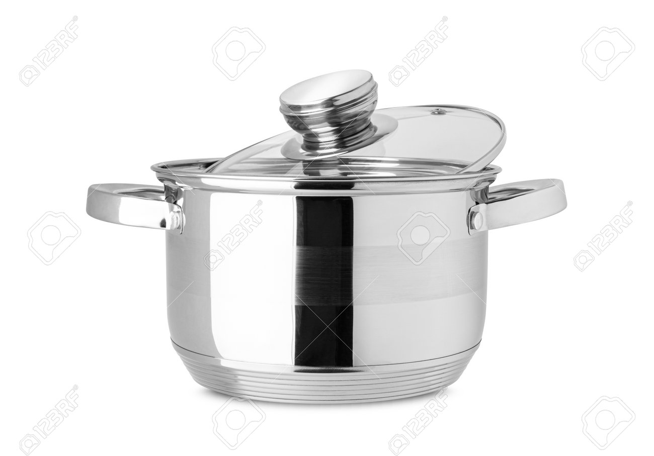 Stainless steel pot, kitchen tools isolated on white background. With clipping path - 170242746 Stainless steel pot, kitchen tools isolated on white background. With clipping path - 170242746
