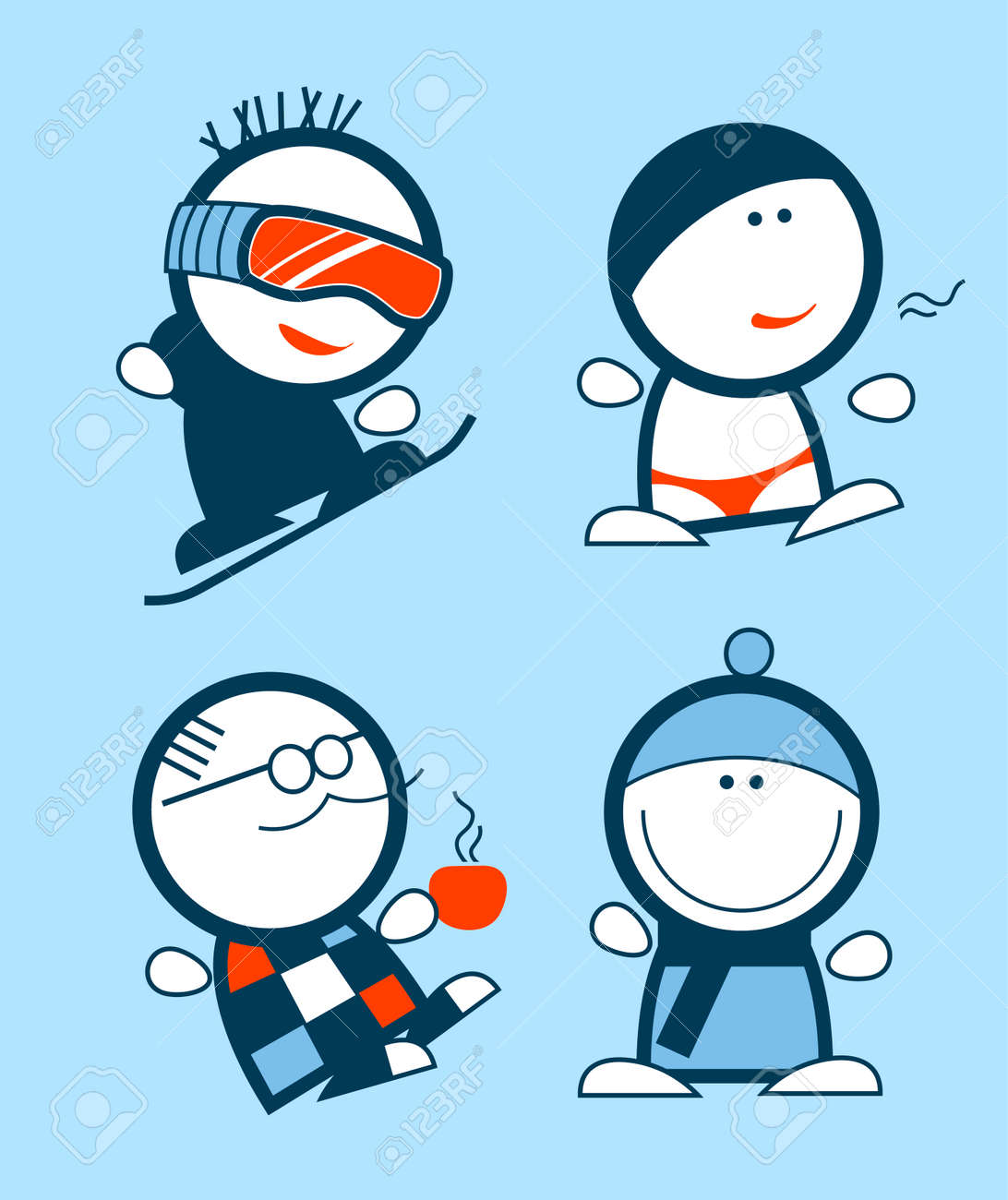 冬の面白い人のアイコンのセット のイラスト素材 ベクタ Image 冬の面白い人のアイコンのセット のイラスト素材 ベクタ Image