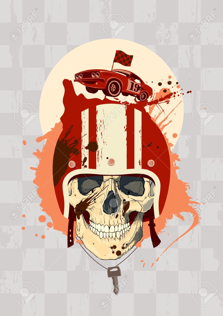 racing design template with racer skull royalty free cliparts