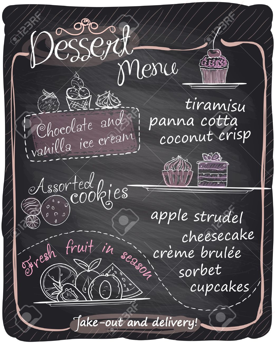 chalkboard dessert menu calk board