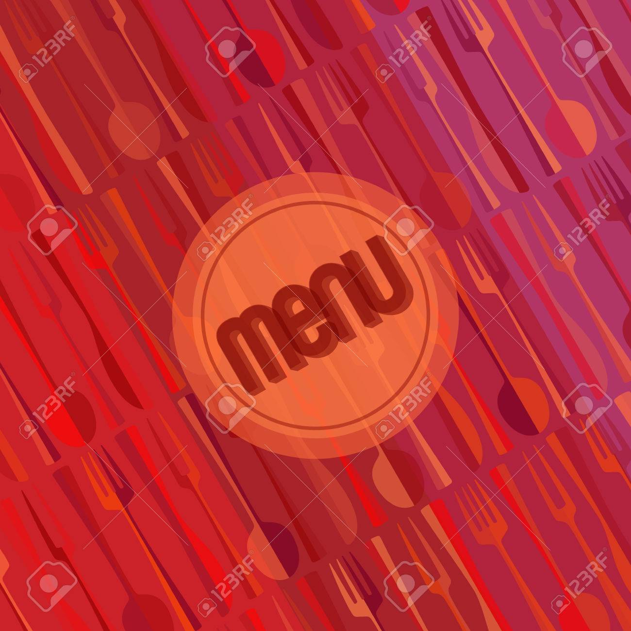 square restaurant menu card red design template wth spoon and reddesign