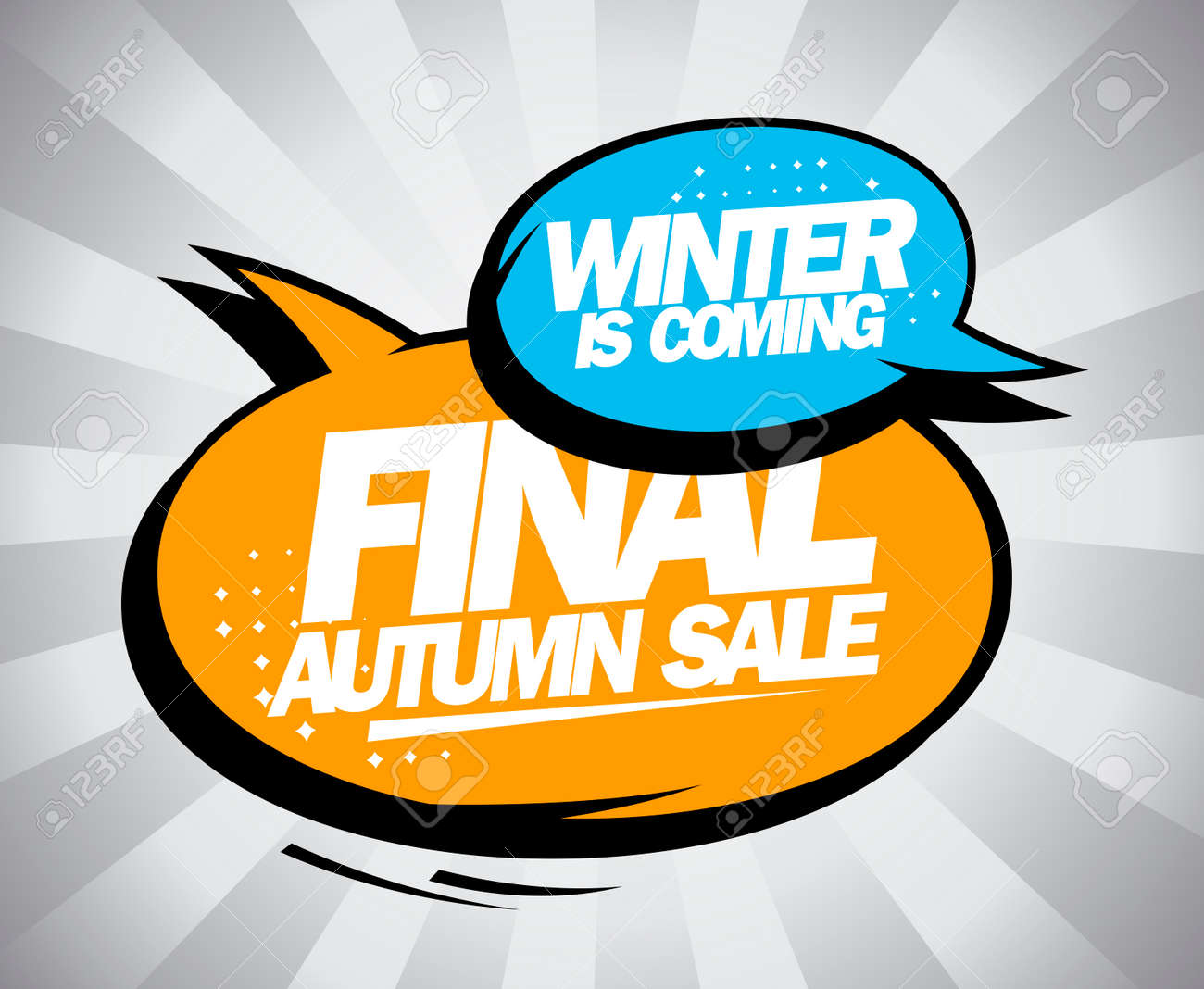 最終的な秋販売冬広告デザインはファッションの Pop アート スピーチの泡と来ています のイラスト素材 ベクタ Image