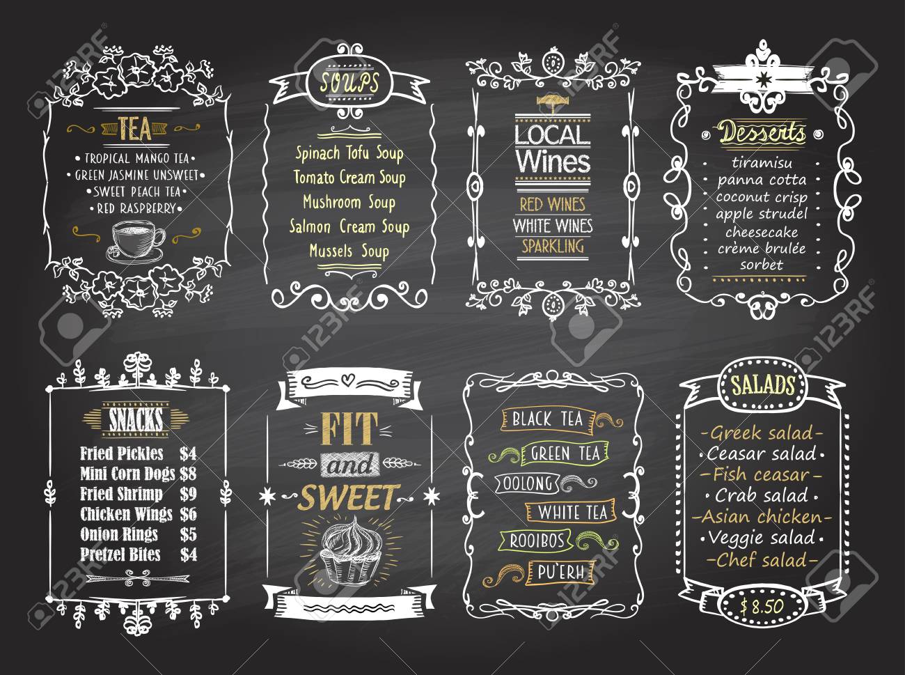 スナック サラダ デザート スープ Lokal ワイン お茶黒板メニュー