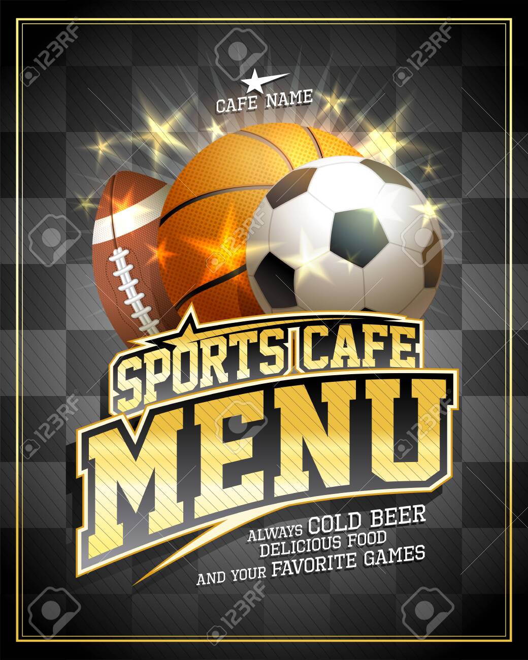 Sports Cafe Menu Card Design Template With Football, Basketball With Regard To Football Betting Card Template