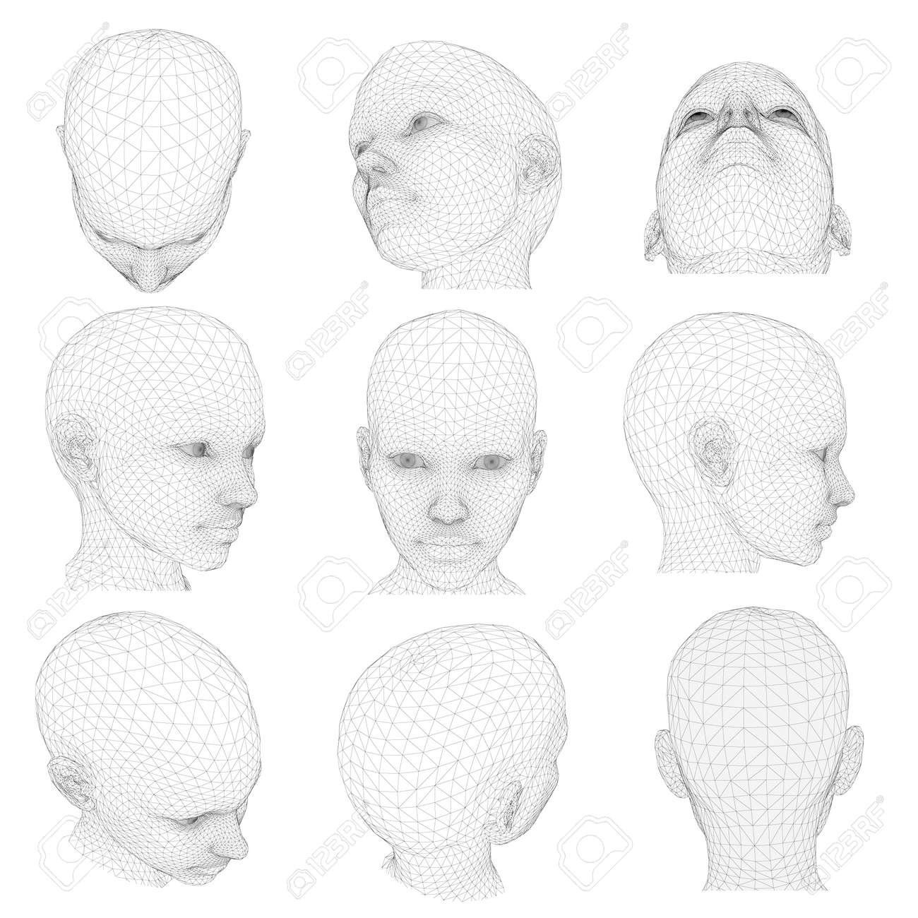 さまざまな角度から女の子の頭のセットです ベクトルの図 3 D のイラスト素材 ベクタ Image さまざまな角度から女の子の頭のセットです ベクトルの図 3 D のイラスト素材 ベクタ Image