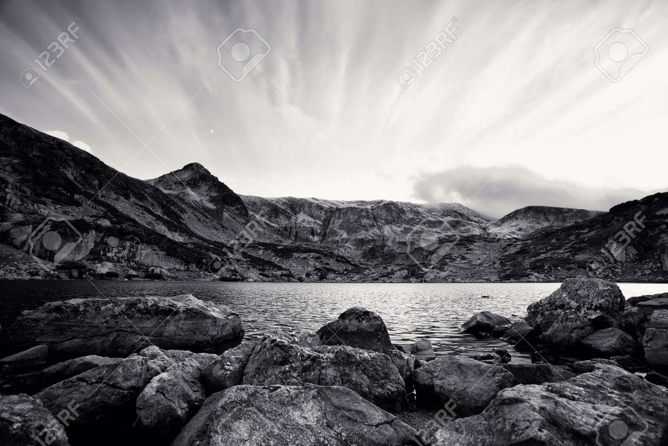 High Contrasted Black And White Mountain Landscape In Bulgarian Mountain Rila Stock Photo Picture And Royalty Free Image Image 15731411