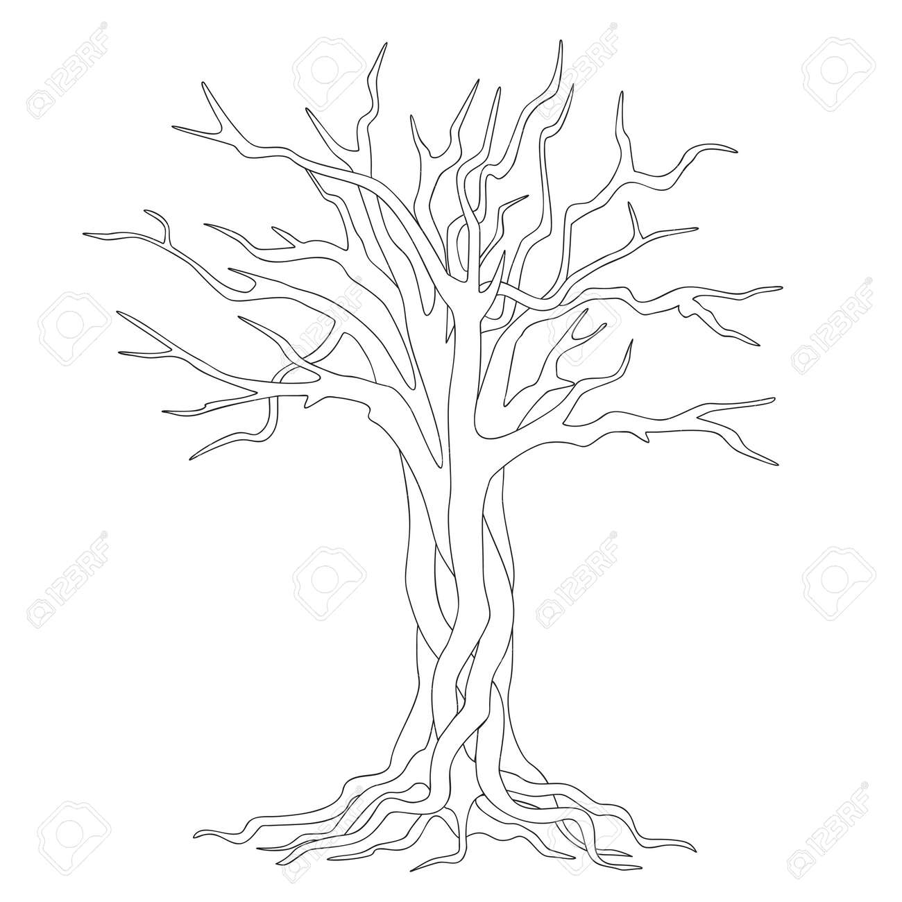 Download Hand Drawn Silhouette Tangled Tree With Roots Image For Children Royalty Free Cliparts Vectors And Stock Illustration Image 66353030