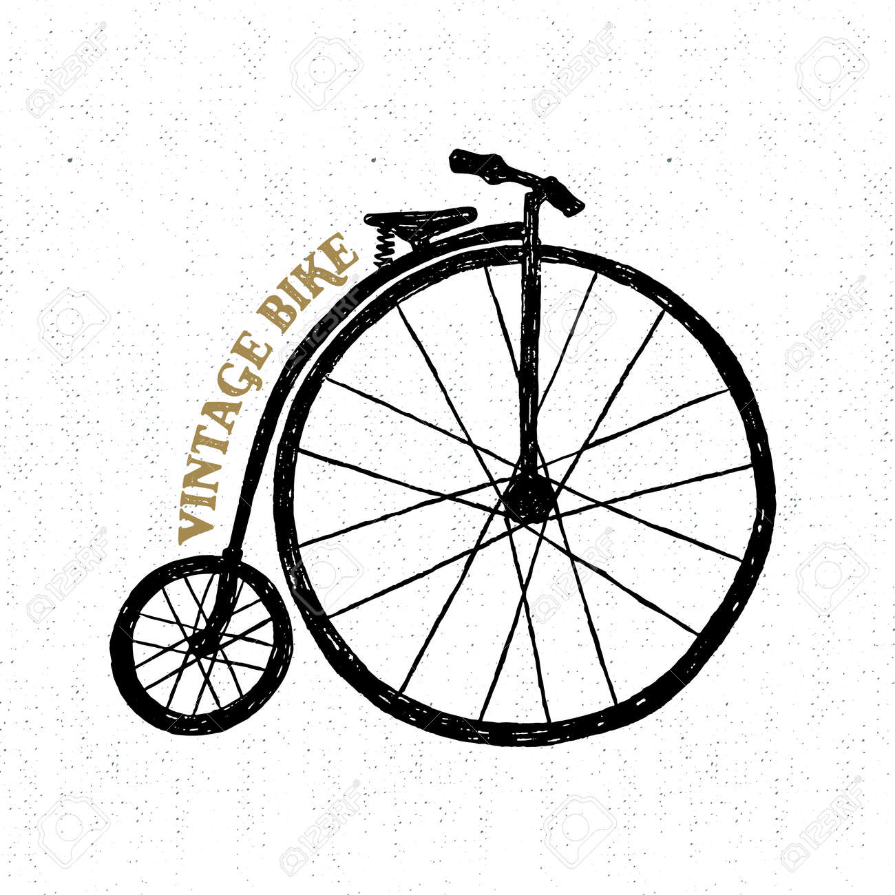 Hand drawn textured vintage icon with bicycle vector illustration. - 53286115 Hand drawn textured vintage icon with bicycle vector illustration. - 53286115