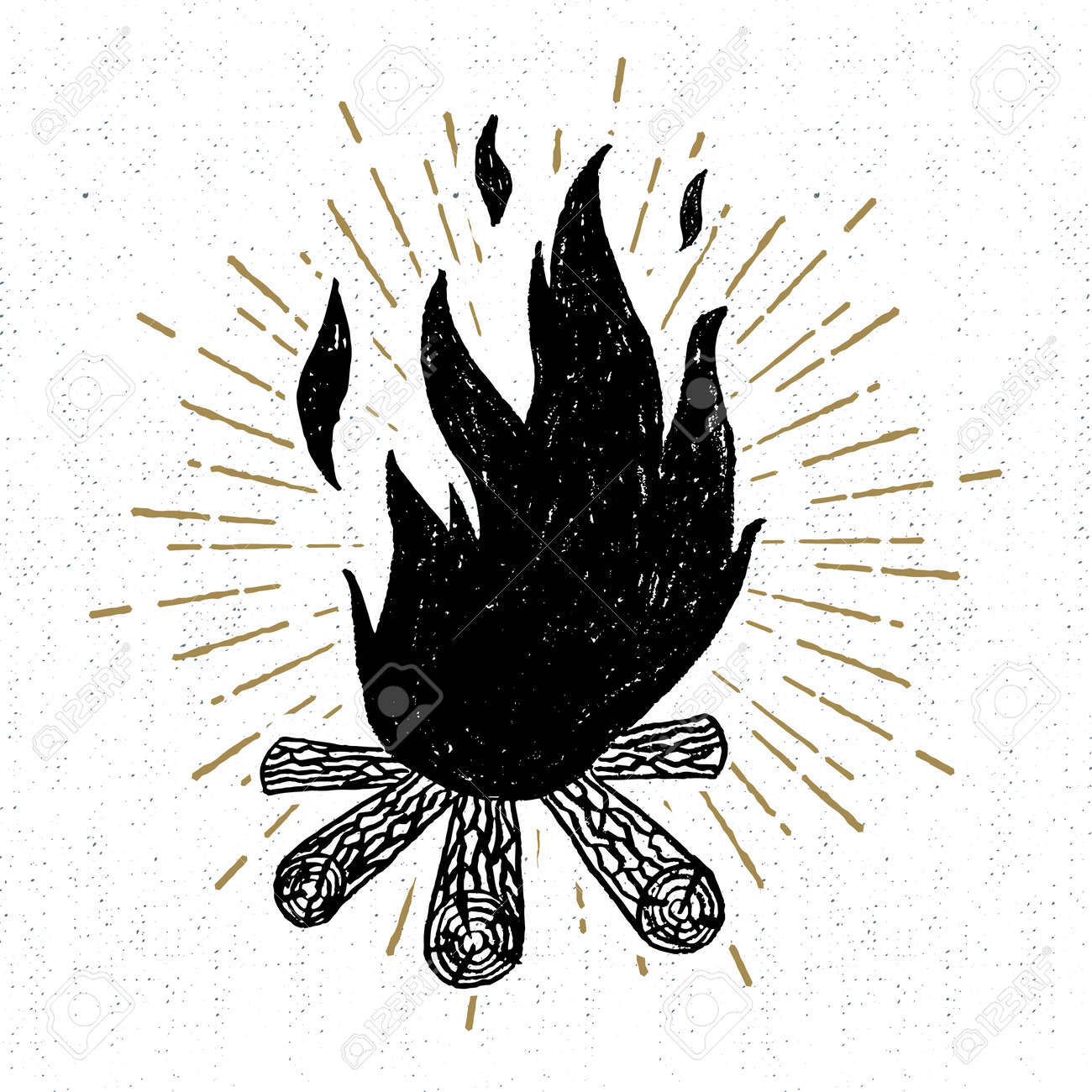 手には テクスチャのキャンプファイヤーのベクトル イラスト アイコンが描画されます のイラスト素材 ベクタ Image