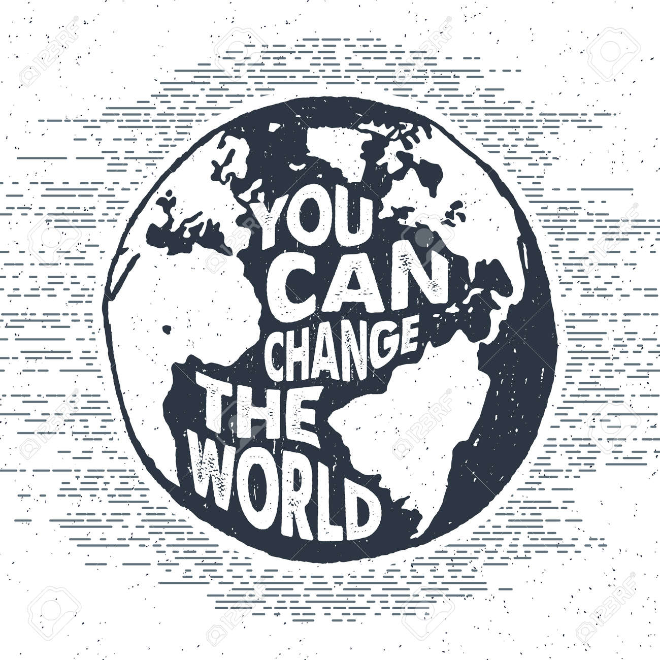 心に強く訴えるラベル テクスチャ地球イラストやレタリングの 世界を変える のイラスト素材 ベクタ Image