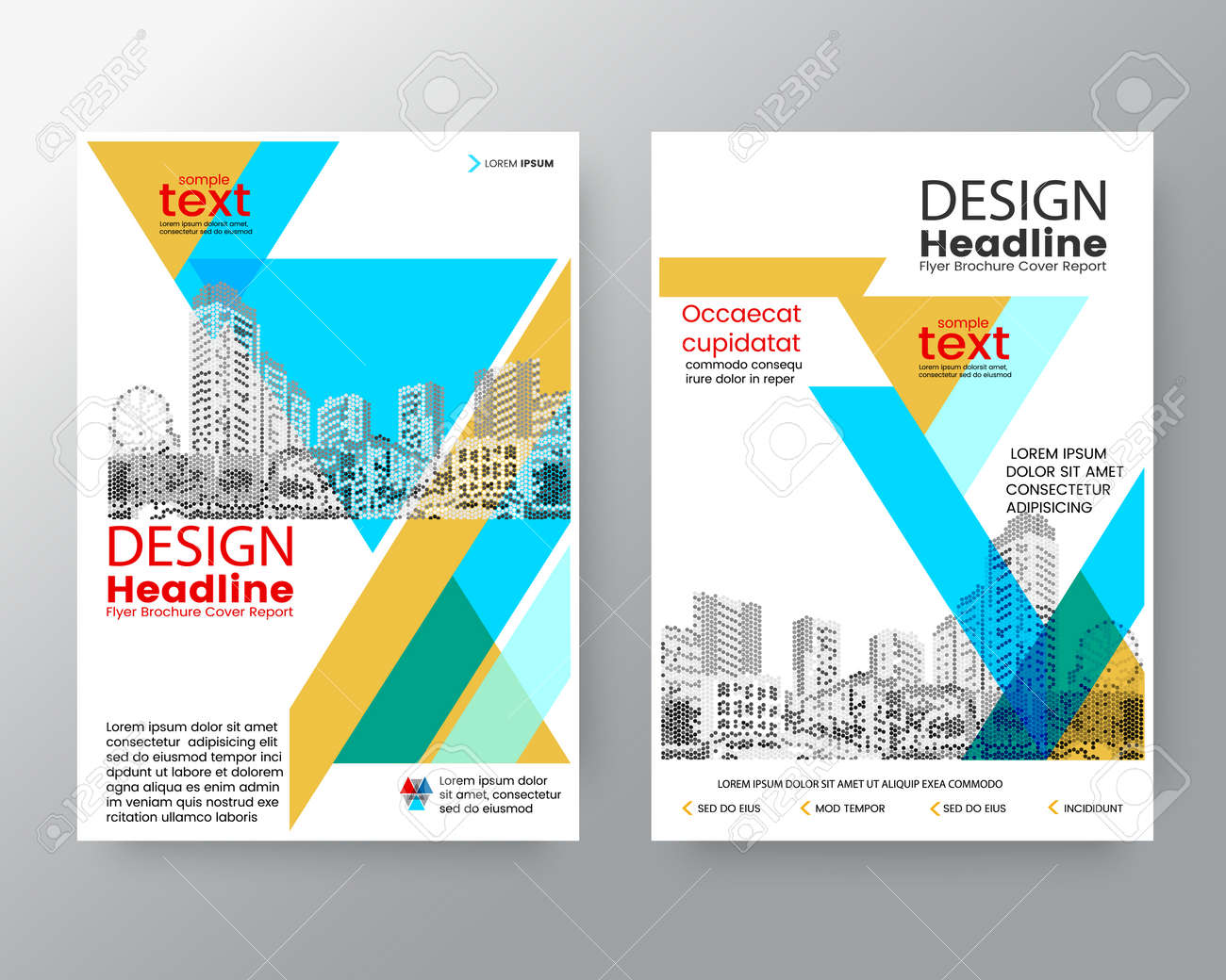 abstract blue yellow diagonal brochure annual report cover blank blue and yellow stripped flyer
