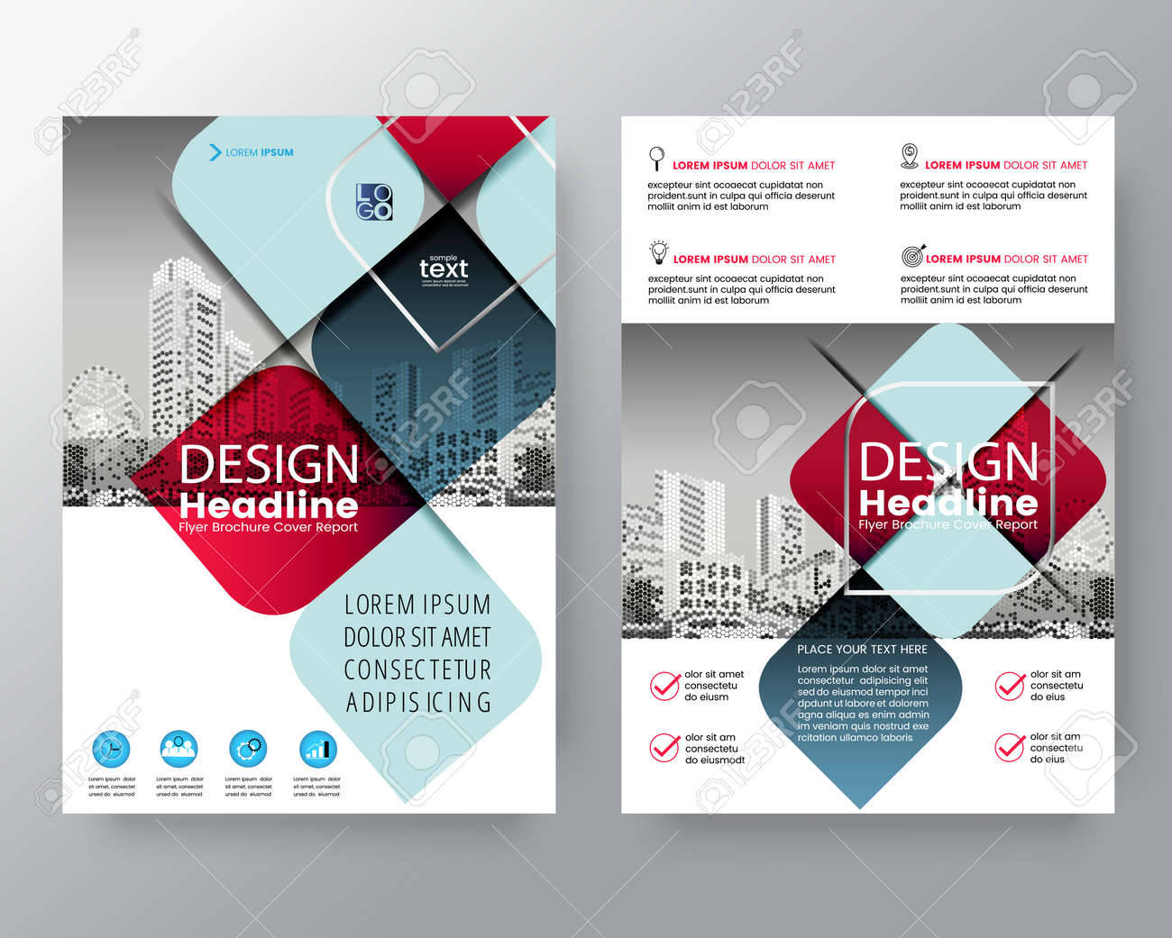 abstract red and blue cross graphic element vector brochure cover