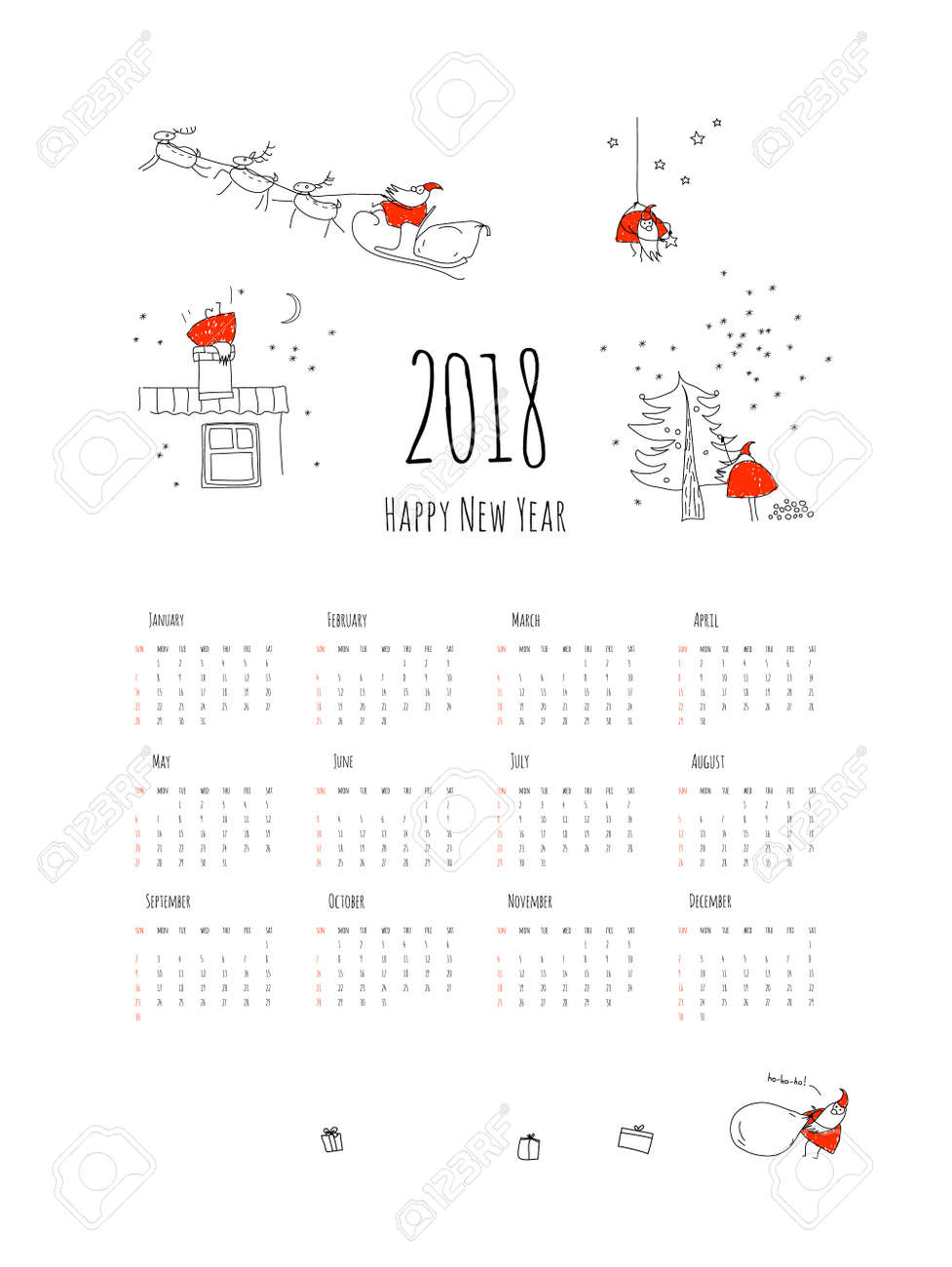 christmas calendar with funny santa claus happy new year concept christmas calendar template