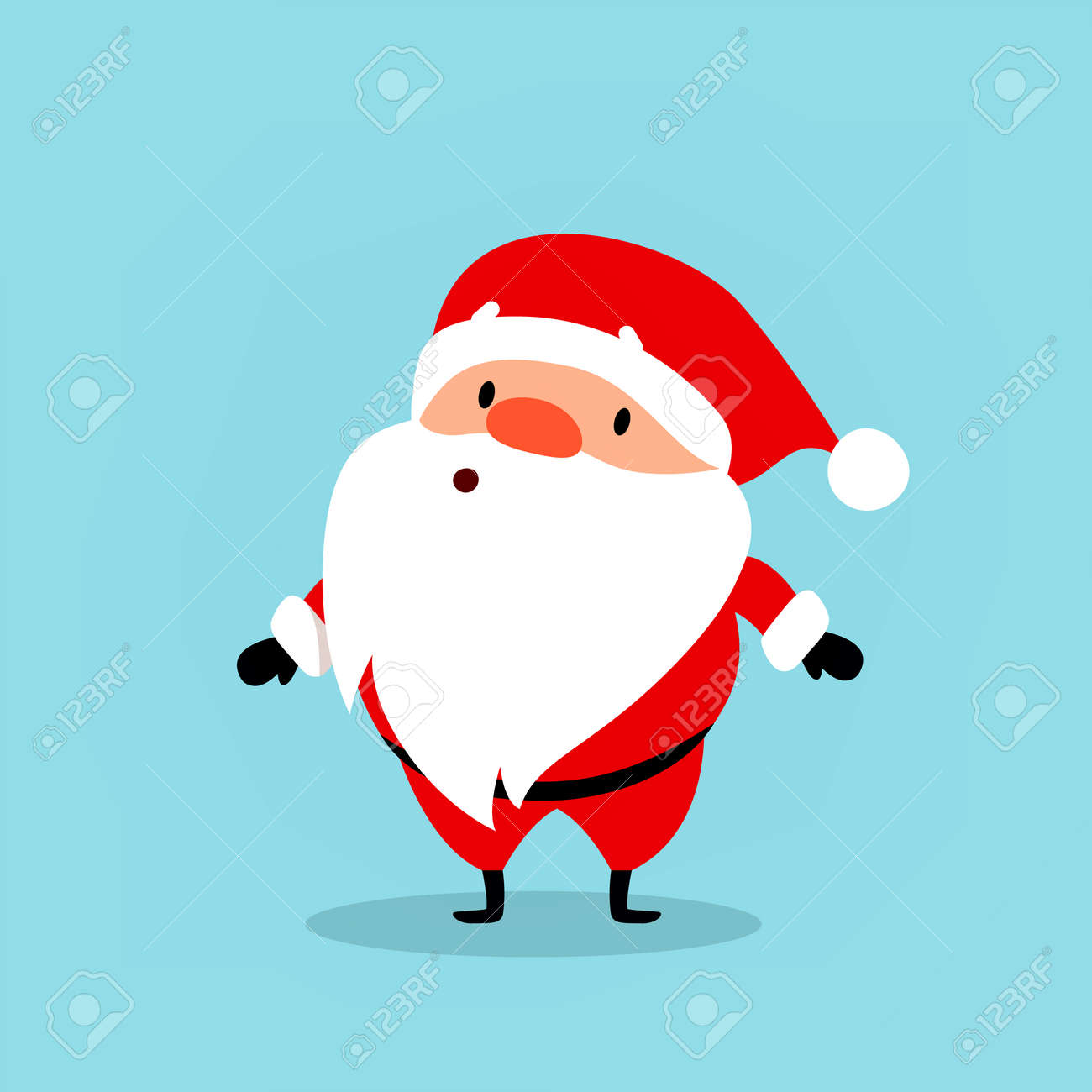 サンタ クロースは驚いた かわいい感情的なクリスマス キャラクター 新年のコレクションの要素 ベクター グラフィックは 明るい青の背景に分離されました のイラスト素材 ベクタ Image