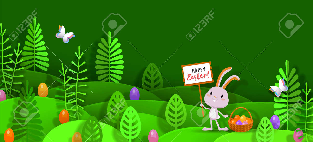 Download Happy Easter 3d Paper Cut Layered Design With Rabbit Royalty Free Cliparts Vectors And Stock Illustration Image 140262503