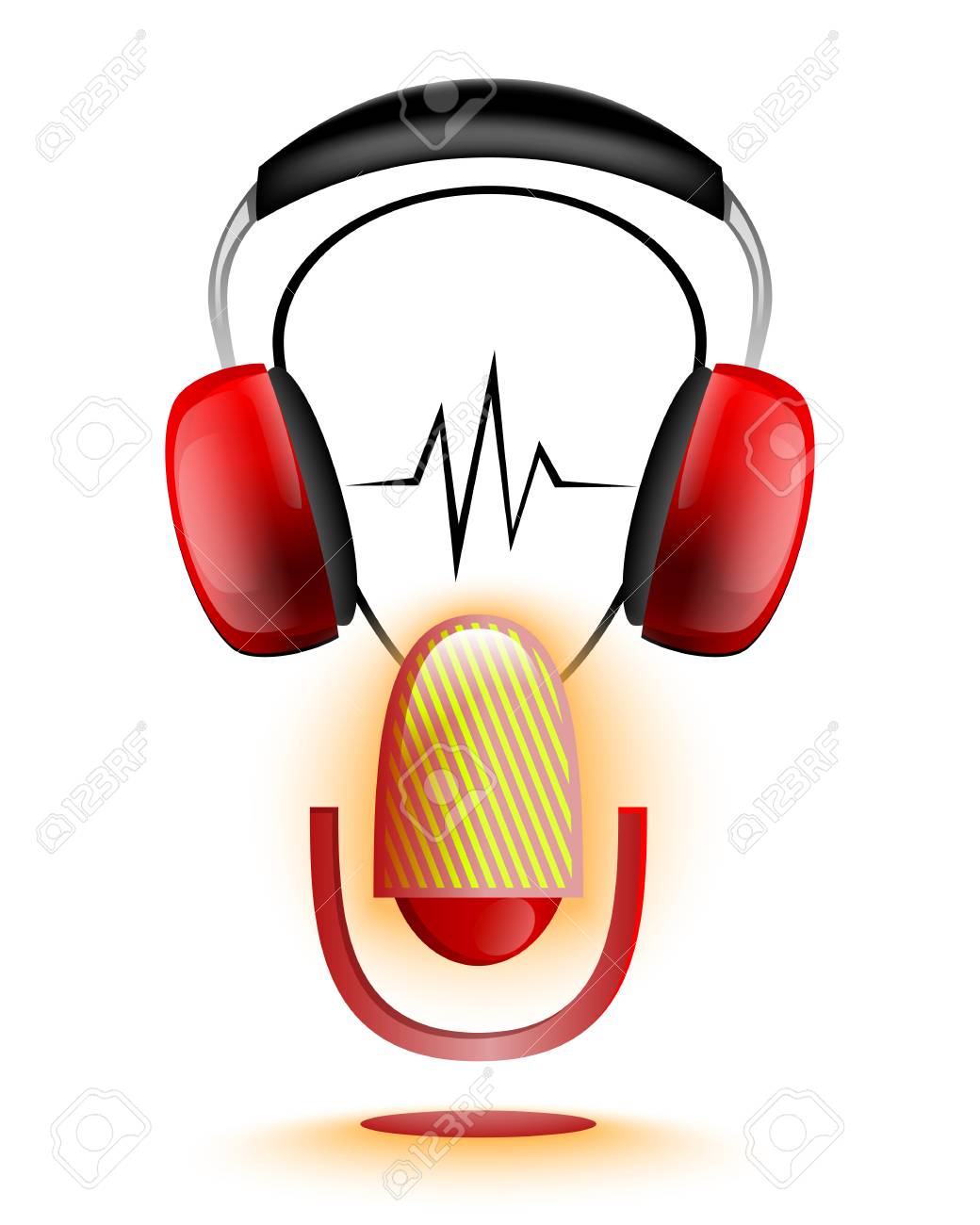 Mikrofon Mit Kopfhorer Logo Symbol Lizenzfrei Nutzbare Vektorgrafiken Clip Arts Illustrationen Image
