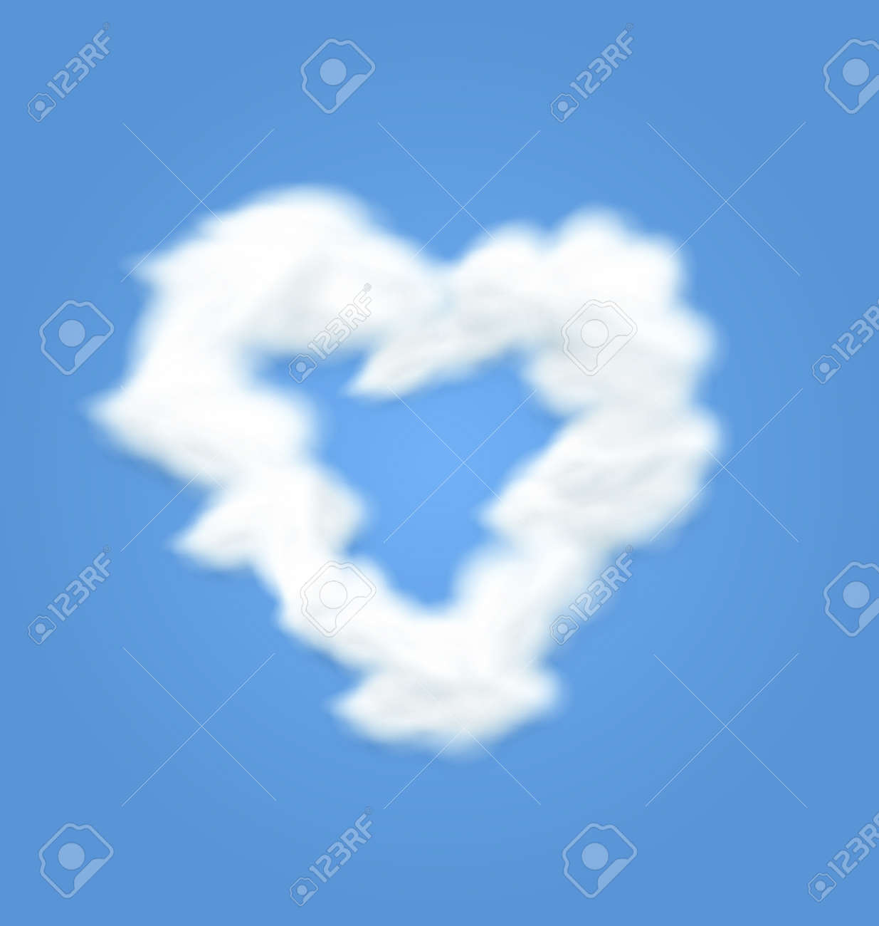 イラストふわふわ雲形ハート愛記号青空 ベクトルのイラスト素材 ベクタ Image