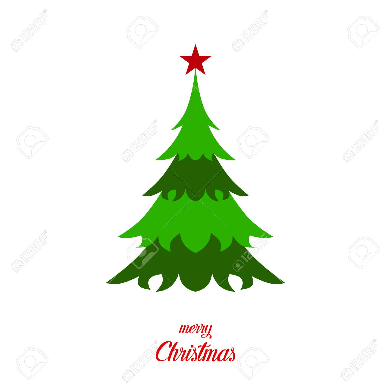 green christmas tree with star and text merry christmas on blank blank christmas